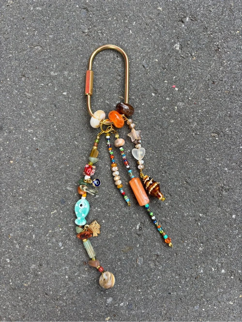 Nautical Bag Charm with Colorful Beads and Gold Hardware